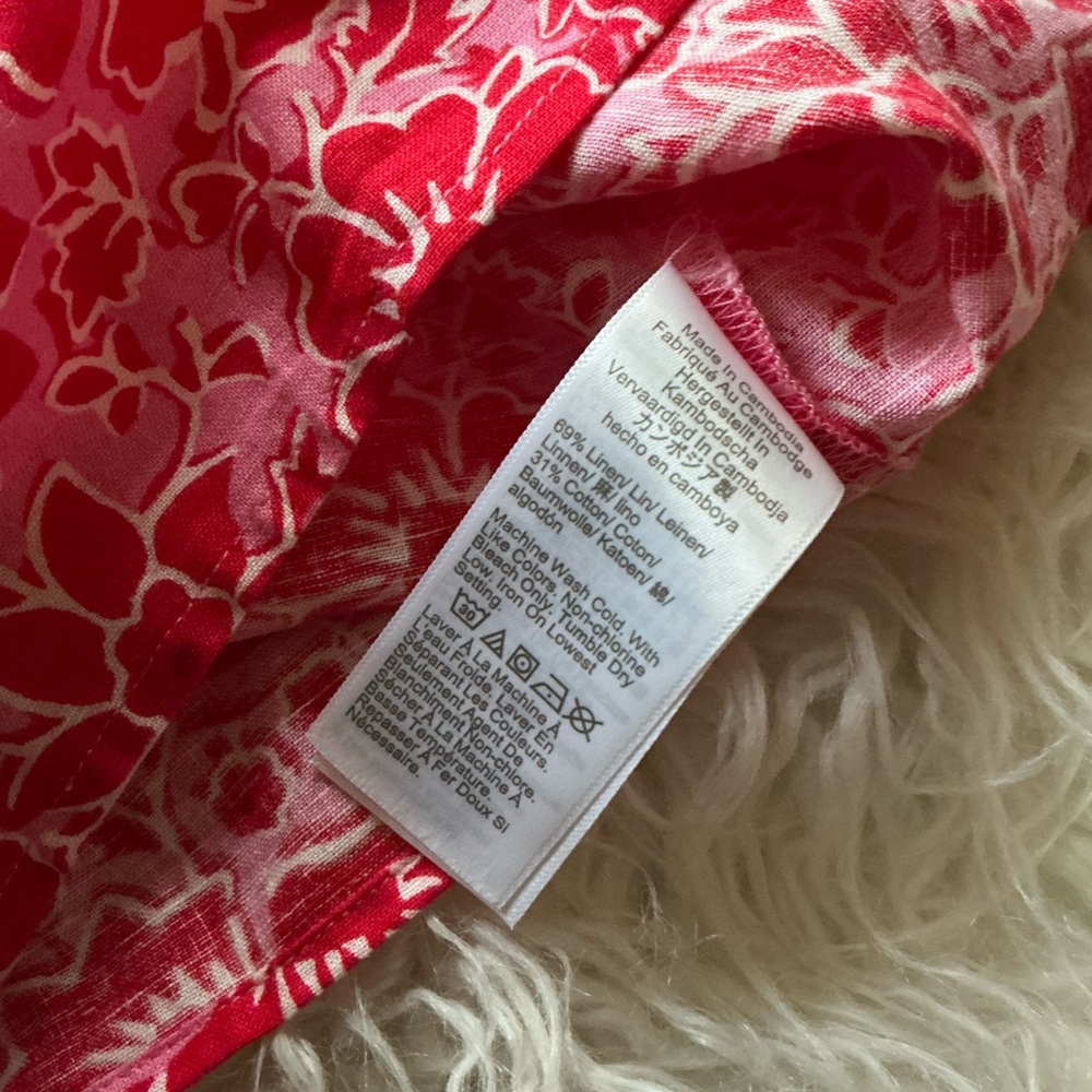 NWT J Crew Printed Linen-blend Ruffleneck Top‎ - Picture 3 of 4